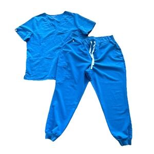 FIGS Scrub Set Zamora Jogger Pants Casma Top Women XXL Blue